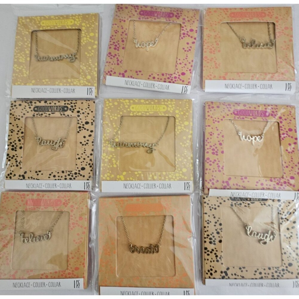 GOODWORDS Necklace Lot, 9  Brand New Inspirational Necklaces in Silver/Gold 1C